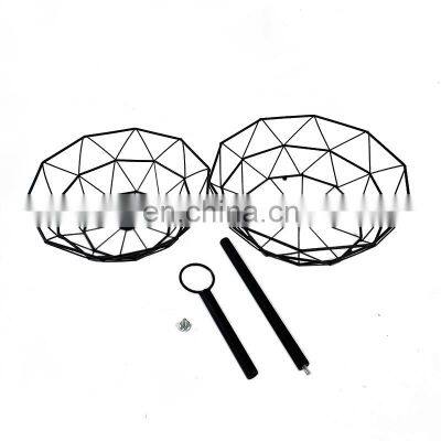 Nordic Home Kitchen Storage Organization Wire Mesh Food Holder Bowl Stand Hanging Fruit 2 Tier Metal Basket photo-5