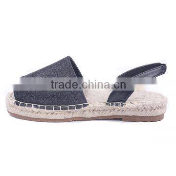 2016 Winter Autumn Flat Peep Toe Glitter Thick Espadrilles Sandals With Slingback photo-4