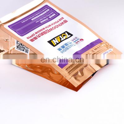 Custom Gold Foil Square Bottom Window Zipper Ziplock Plastic Bag Side Gusset Flat Bottom Packaging Pouch for Tea