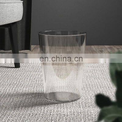 Wholesale Glass Color Household Transparent PET Large Waste Bin Trash Can Open Kitchen bathroom clear clear plastic trash can