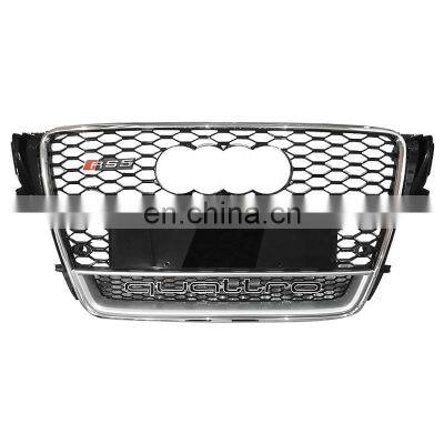 Auto front bumper grille for Audi A5 to RS5  Chrome silver black center honeycomb mesh grill frame quattro style 2008-2012