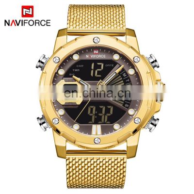 NAVIFORCE NF9172S Man Fashionable Stainless Steel Mesh Strap Led Digital Quartz Logo Custom Luxury Watch