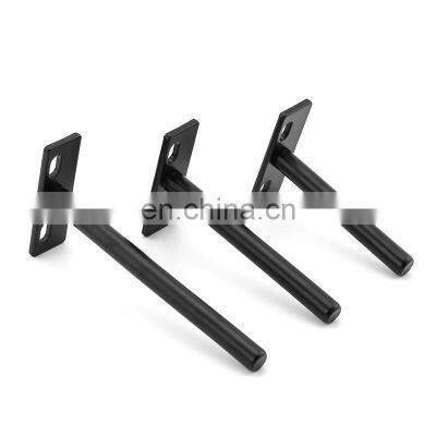 Factory hidden floating wall mount brackets hardware blind shelf supports heavy duty metal black wall bracket