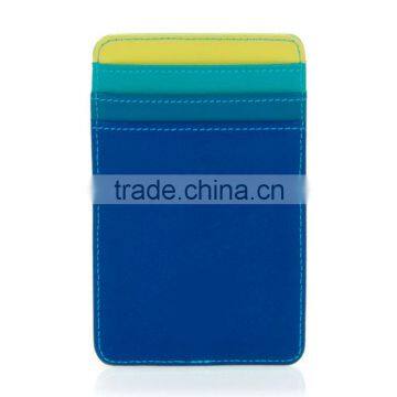 Vertically Genuine Leather Transparent Window Colorful ID Credit Card Holder or Business Name Card Case Pocket Wallet photo-3
