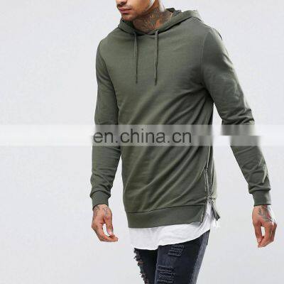 Wholesale 2021 New Great Design High Quality 100% Cotton Custom Man Pullover Plain Side Zipper Hoodie With Your Own Logo photo-2
