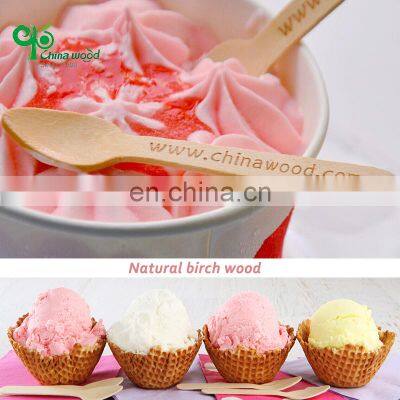 Yada Custom Eco-friendly Printed Wooden Tea Spoon Disposable Wood Spoons 95mm Small Round Ice Cream Spoon in Bulk photo-4