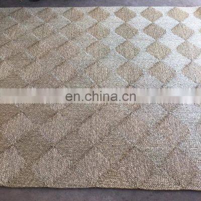 Best Selling Large Wicker Seagrass Rug Rustic Style Natural Brown Straw Floor Mat Carpet Vietnam Supplier photo-5