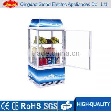 Four Side Glass Door Display Refrigerator Showcase, Beverage and Fruit Display Showcase