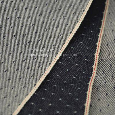11oz Cotton Star Dot Jacquard Denim Selvage Jeans Fabric for Women's Dress 32/33“ photo-4