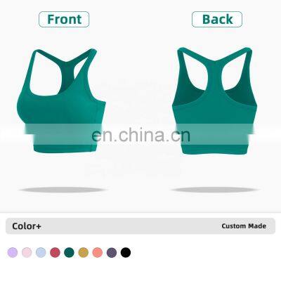 ECO Fabric Longline Racer Back Padded Sports Bra For Women Fitness Workout Toga Crop Tops