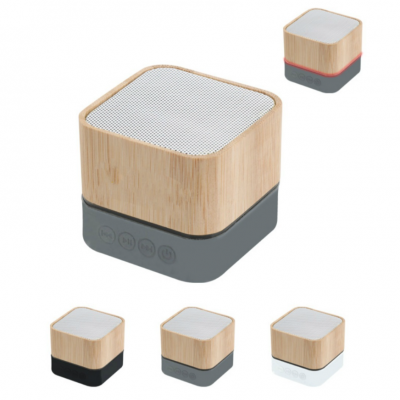 Square bamboo Bluetooth wireless speaker Wood grain light card portable heavy bass home creative gift speaker