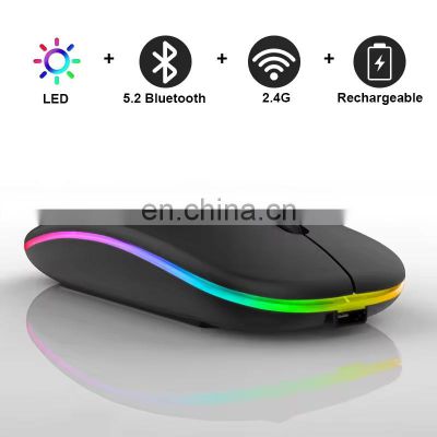 Wireless Mouse BT RGB Rechargeable Mouse Wireless Computer LED Backlit Ergonomic Gaming Mice for Laptop PC Mouse