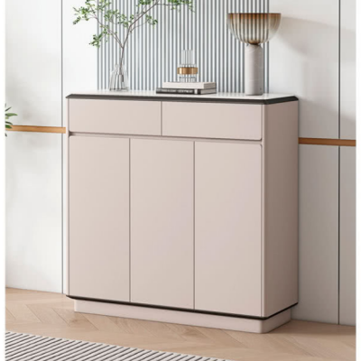 Elegant Shoe Cabinet With Arched Doors and Drawer, Storage Sideboard With Adjustable Shelves for Entryway, Living Room photo-4