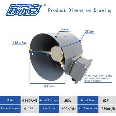 G180A G200A G225A G250A 230V 400V IP65 Speed Regulating Cooling Fan Variable Frequency Motor With Outer Rotor Ventilation Fans