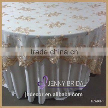 TL015A Luxury Black Damask Flocking Taffeta Tablecloths Table Overlays photo-4