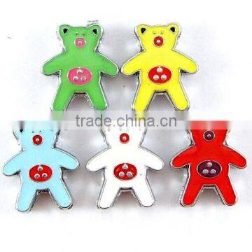 Naughty Bear Cartoon Enamel Slide Charm 8mm inner Width Wholesale