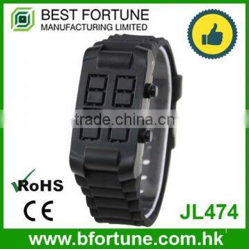 JL474 Limited edition stainless steel case back digital silicone bracelet watch