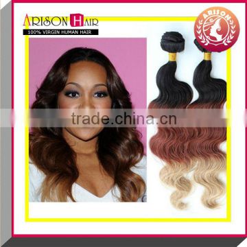 three tone ombre brazilian hair weave wet and wavy 1/33/27