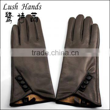 new 2016 winter mens touch screen brown leather gloves with buttons