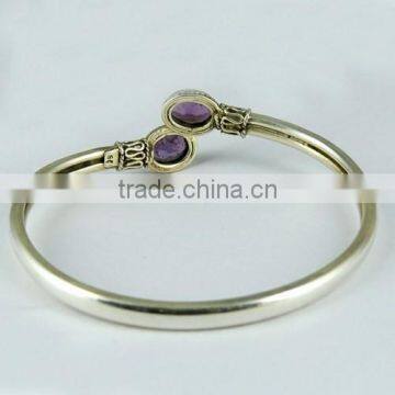 Amethyst !! Lavender Dreams Simple Kada 925 Sterling Silver Bangles, Gemstone Silver Jewellery, Handmade Silver Jewellery photo-4