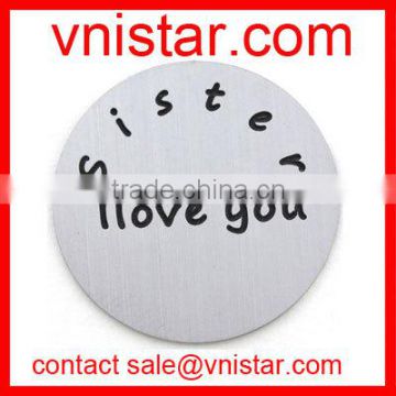 Vnistar sister i love you 22mm Stainless Steel Glass Locket Floating Charms Large Plates AV512