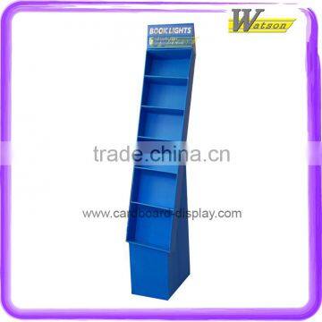 New design shop and supermarket hot sale cardboard display shelf for book lights