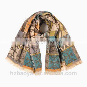 2016 new pattern 100% acrylic jacquard winter scarf