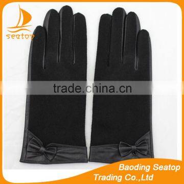 2016 wool back goatskin palm fashion lady cheap leather glove