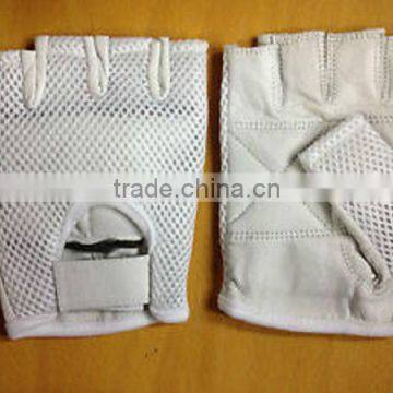 Cycle Bicycle Gloves Leather Palm, Knitted Crochet Mesh Back