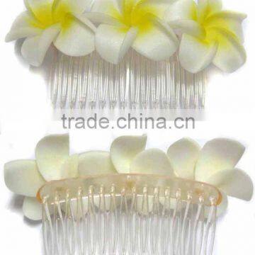 Frangipani EVA foam flower hair comb, Frangipani hair comb JYF00805