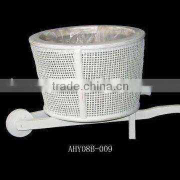 French style barrow shape wood flowerpot for garden deco