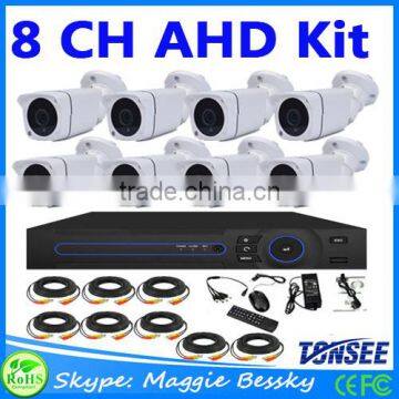 8CH AHD DVR Kit 1.3 MP AHD CCTV System 8Pcs Outdoor IR bullet Camera