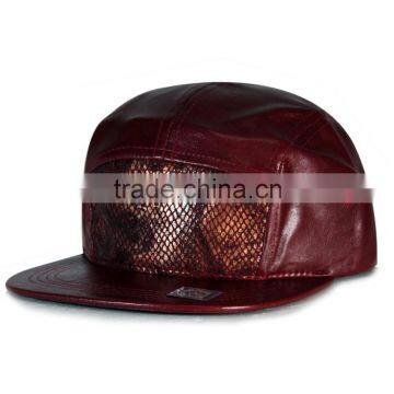 PU flat bill snapback headwear