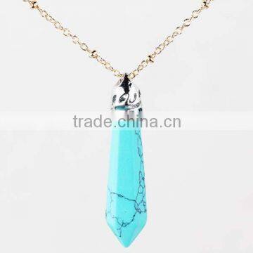 New Trendy Cool Bullet Shaped Natural Quartz Gemstone Necklace