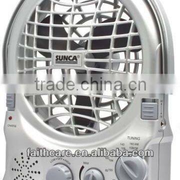 SUNCA AC LED Mini Fan with Audio Radio 6" SF-385B