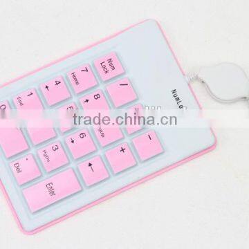 PC USB silicon waterproof 18 keys numeric Keypad Pink