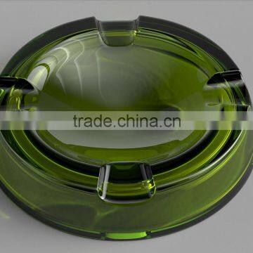 Sodalime high quality round green solid color customized size popular ashtray model crystal