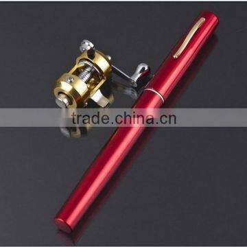 Golden Vara De Pesca Mini Aluminum Pocket Pen Fishing Rod Pole + Reel Sea Fishing Rods Tackle Tool photo-2