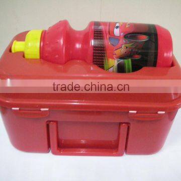 plastic lunch box with handle and water bottle