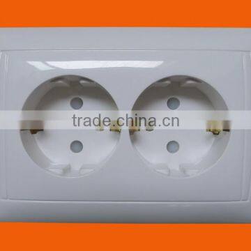 European style flush mounting 2 pin schuko socket outlet double (F6210)