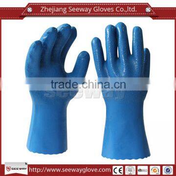 Seeway Full Nitrile Coated Chemical Resistant Anti-oil Liquid Proof Pesticide Work Gloves Cotton Lining Powder Free