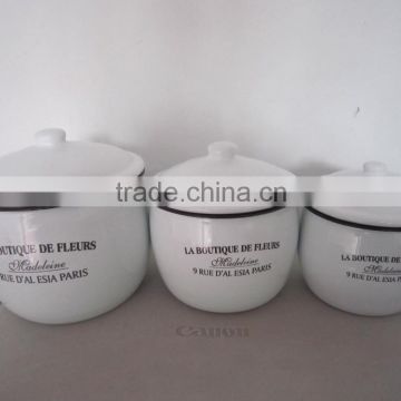 White color enamel jar set, canister, pot set