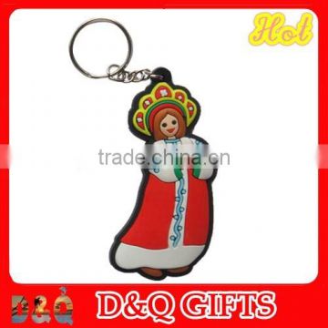 2015 new product fashion 3D pvc rubber lovely keychain for russia