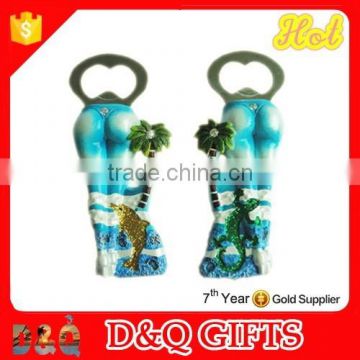 Sexy beauty lower limbs souvenir bottle opener with palm tree