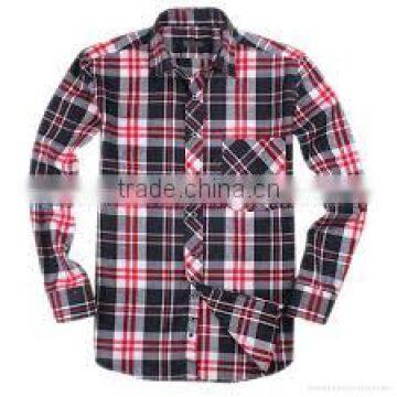 100% cotton yarn dyed men's long sleeve plaid shirt