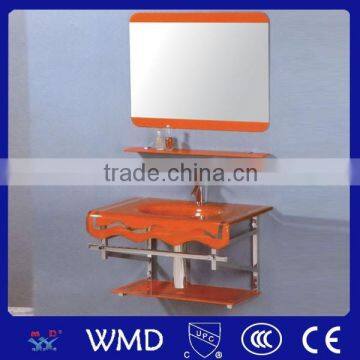 2014 new design rectangular glass washing basin with glass mirror
