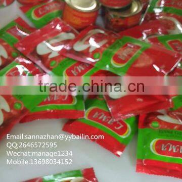 70g fresh tomato sauce /paste with pouch, sweet OEM with brix 28%-30%,22%-24%