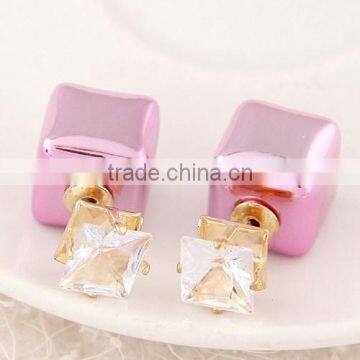 Jewelry Factory cubic zirconia earrings, double sided pearl earring, double pearl earrings