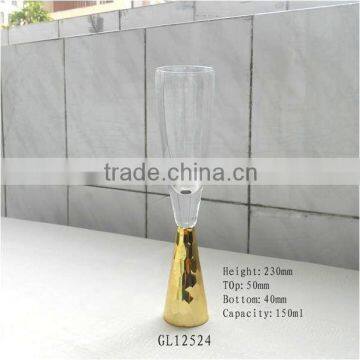 Gold Colored Thick Stem Long Champagne Glasses photo-4