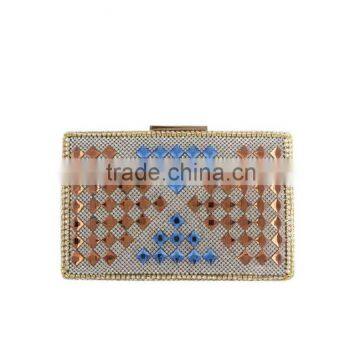 EV2045 Custom crystal stone evening bag, ladies blue evening bag 2017